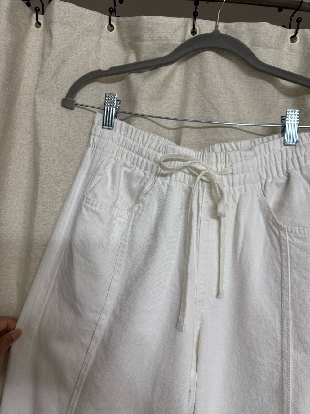 Casual Drawstring Wide-Leg Pants in Off-White